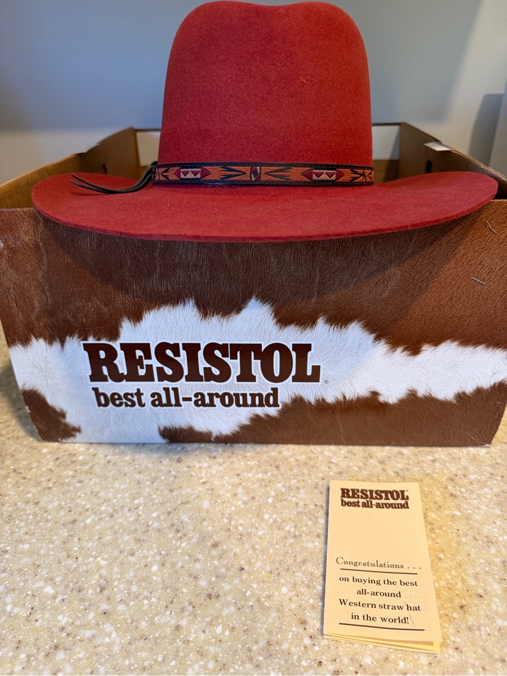 Resistol Women's Red Felt Western Hat with Decorative Band